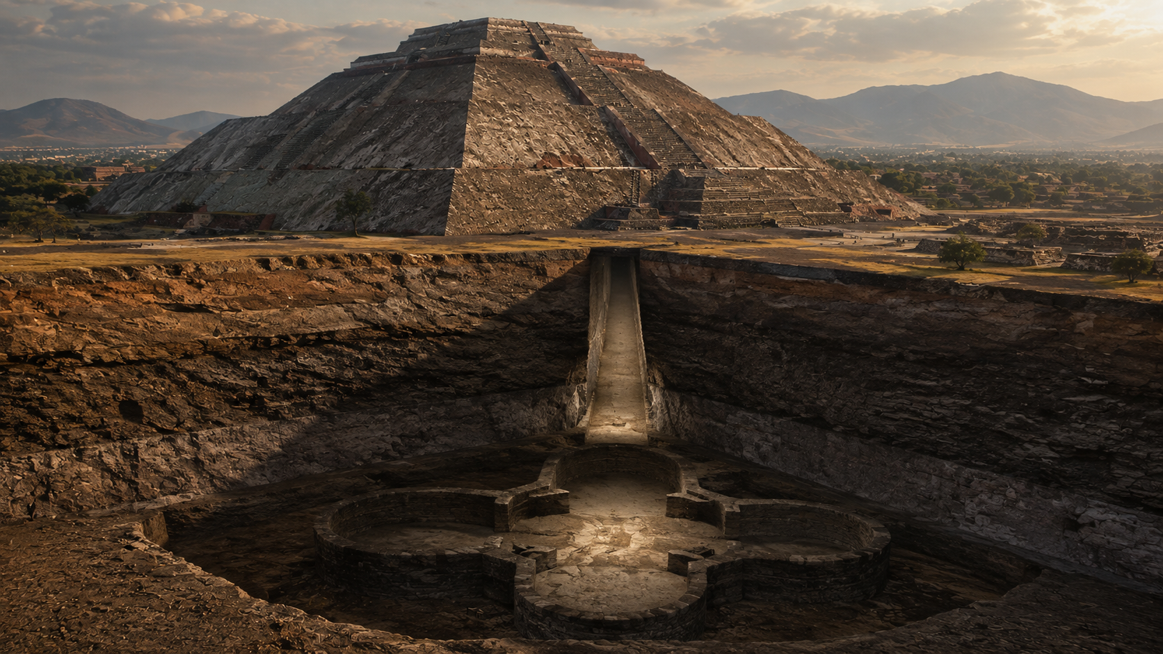 Archaeological reconstruction of the underground tunnel beneath the Pyramid of the Sun at Teotihuacan